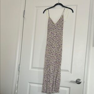 Floral Purple and Cream Maxi Dress